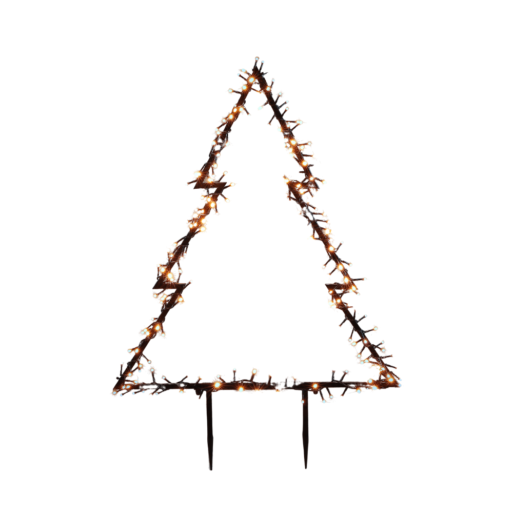 Garden Decorative X-Mas Tree Stake- 225 LED Warm White Lights-8 Functions