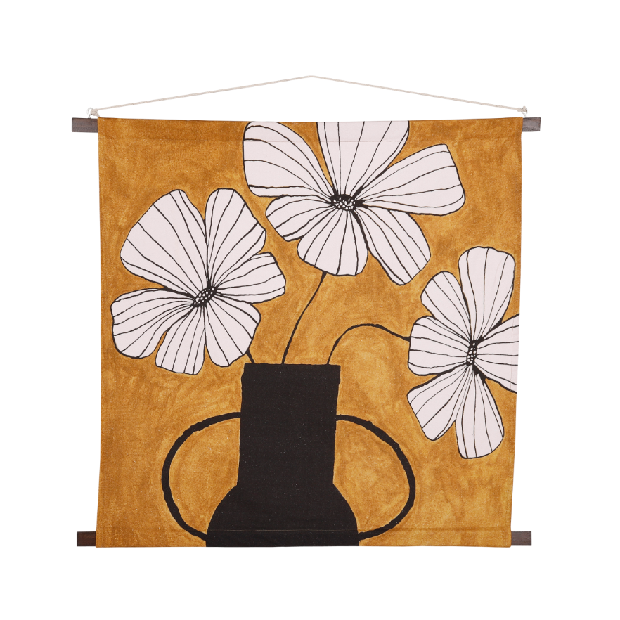 Canvas Wall Hanging Natural Ochre - Golden/Bronze