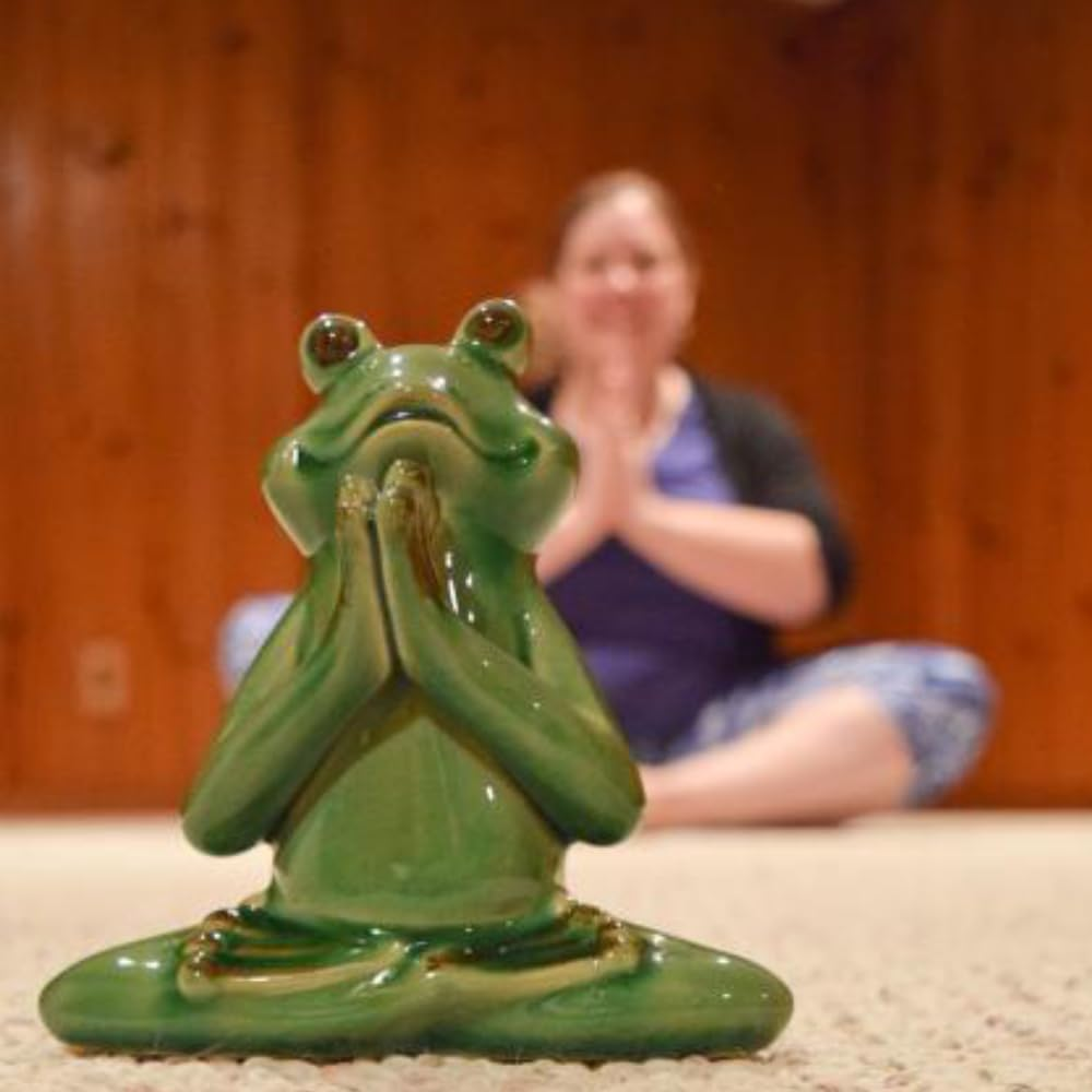  Garden Ornament Yoga Frog Ceramic - Green 