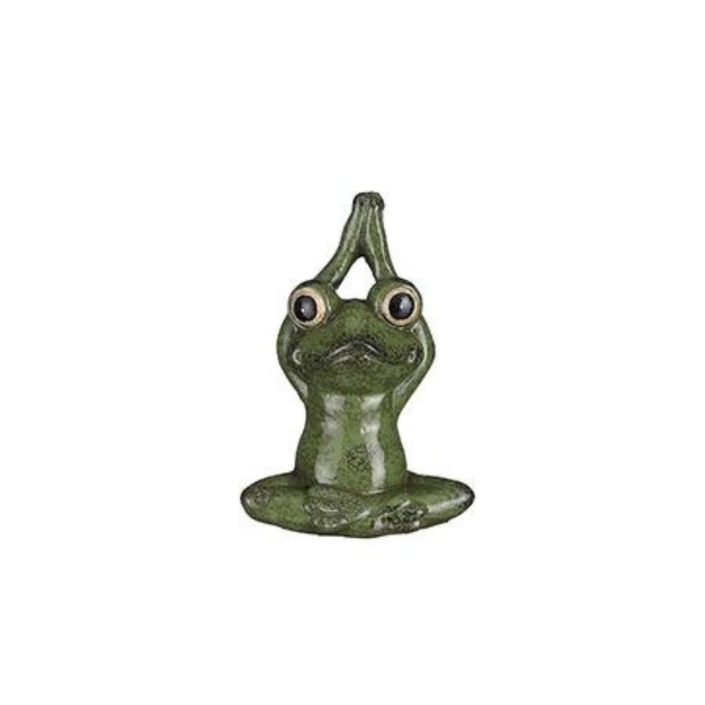  Garden Ornament Yoga Frog Ceramic - Green 