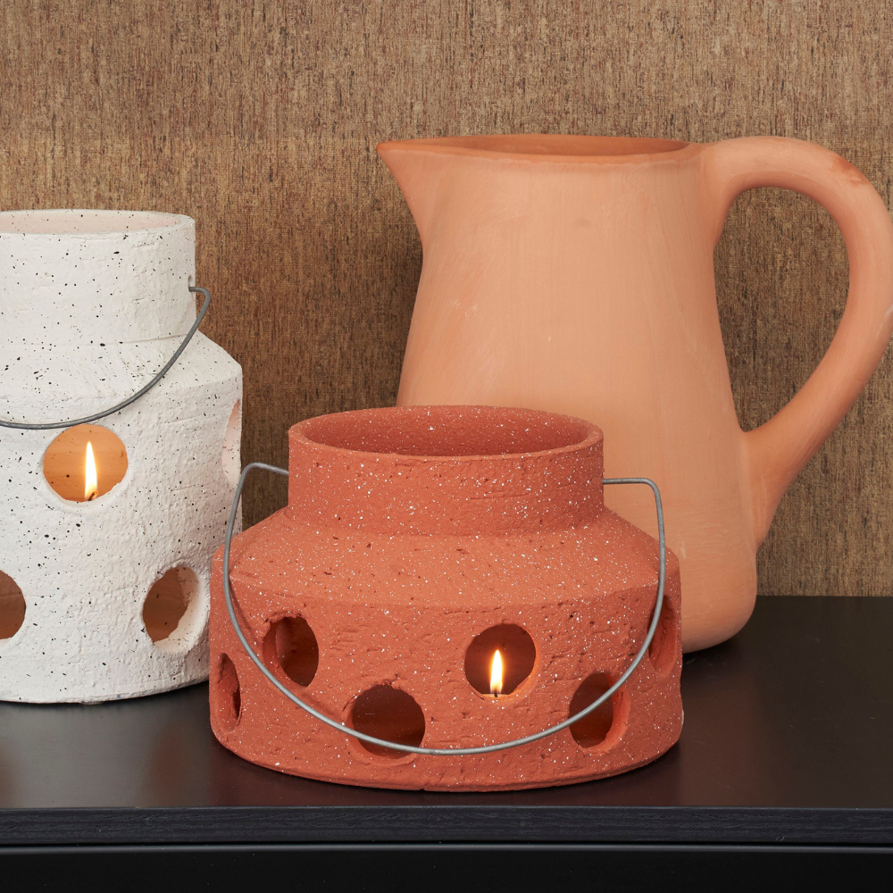 Pietra Lantern Terracotta (L) - Brown 