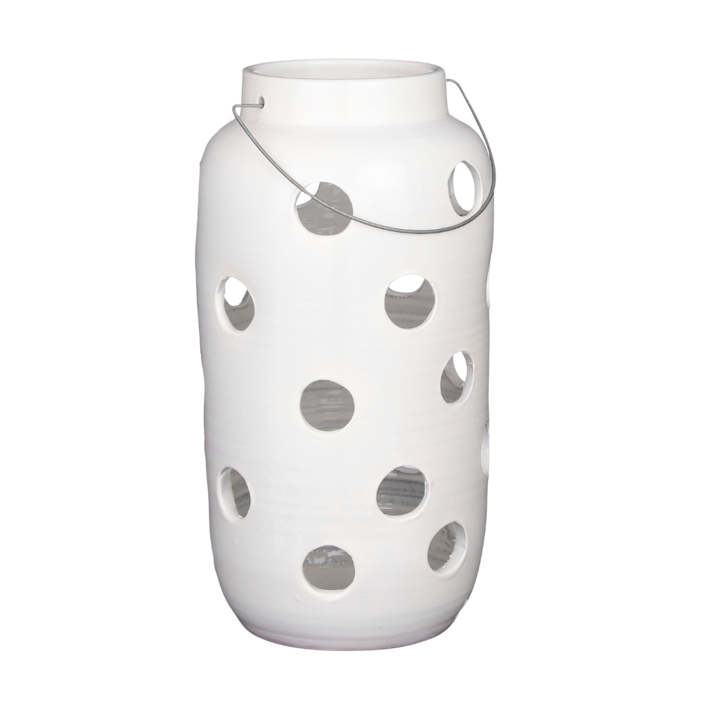 Arena Ceramic Lantern (L) - White 