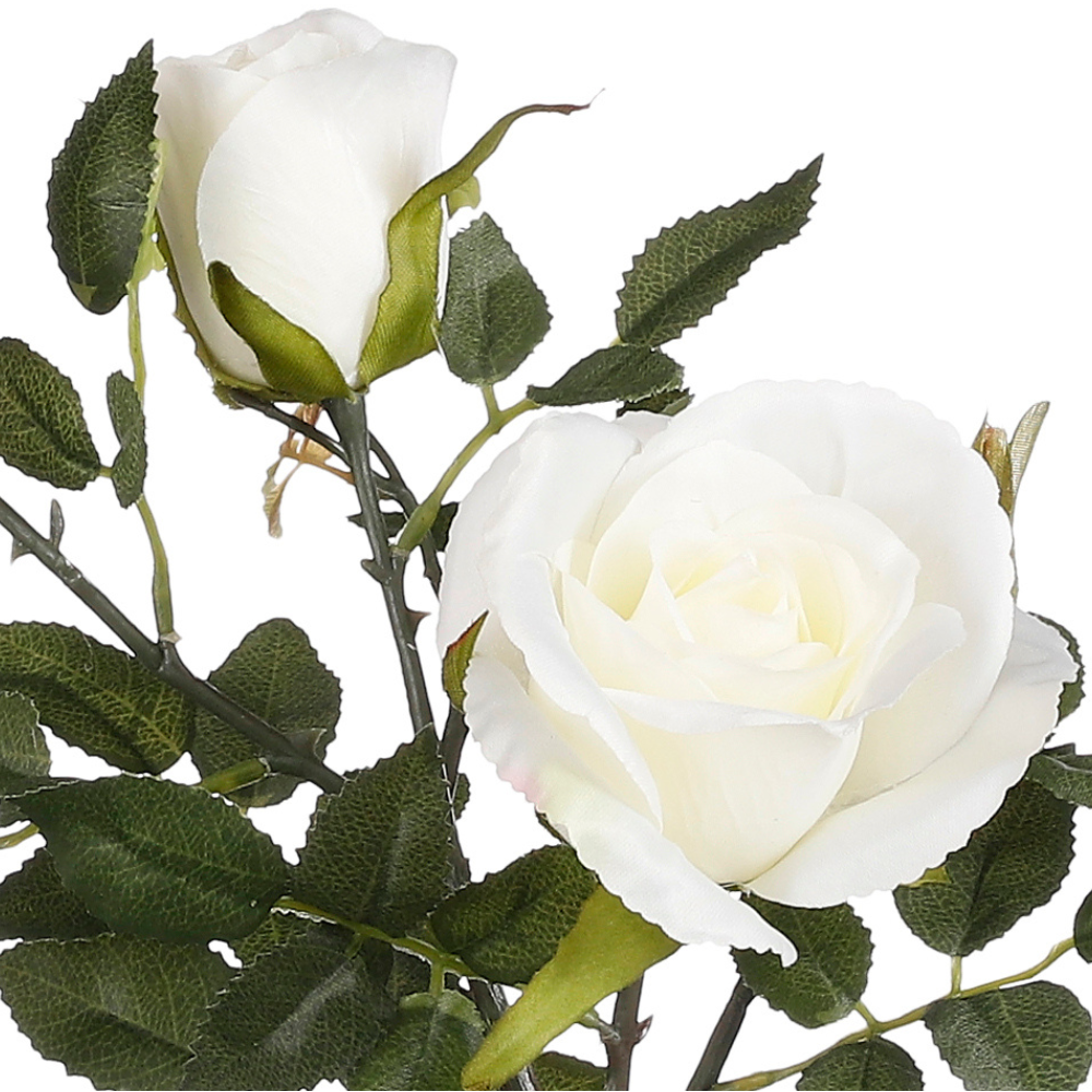 Artificial Rose In Pot - Cream/White 
