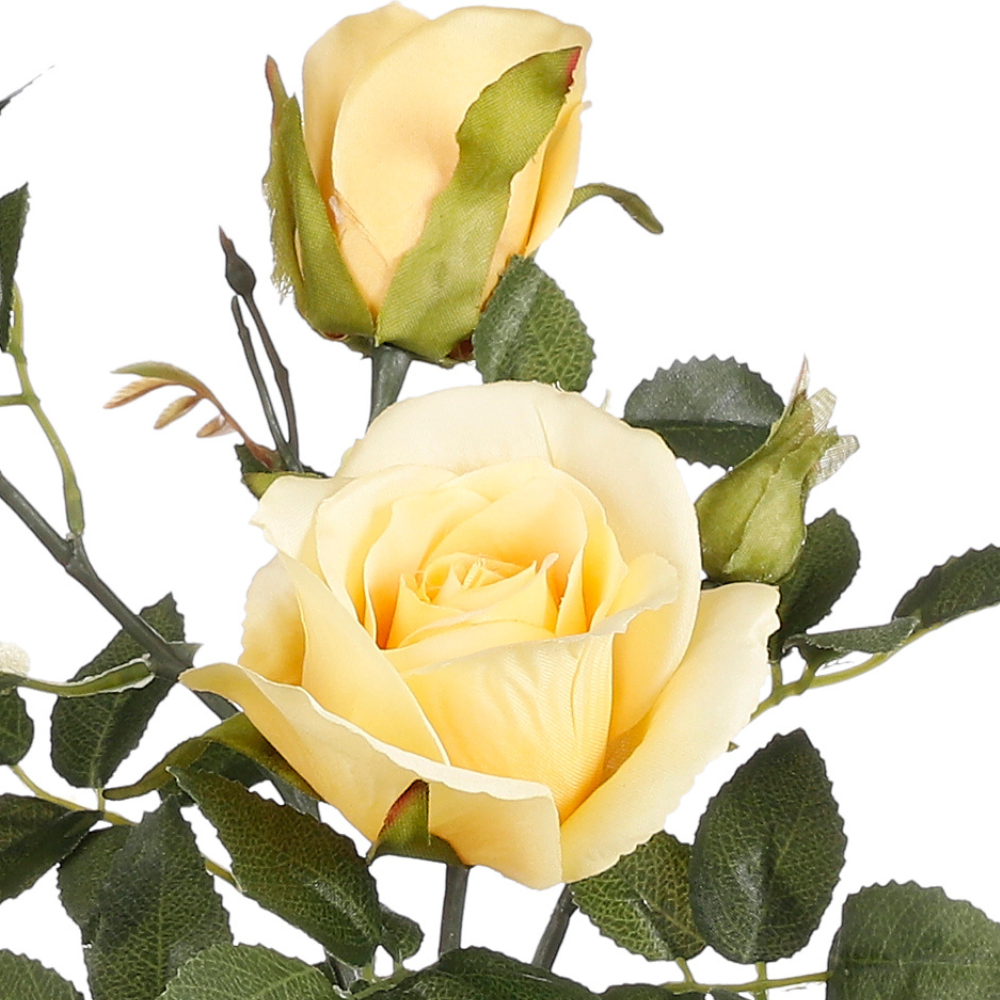 Artificial Rose In Pot - Yellow