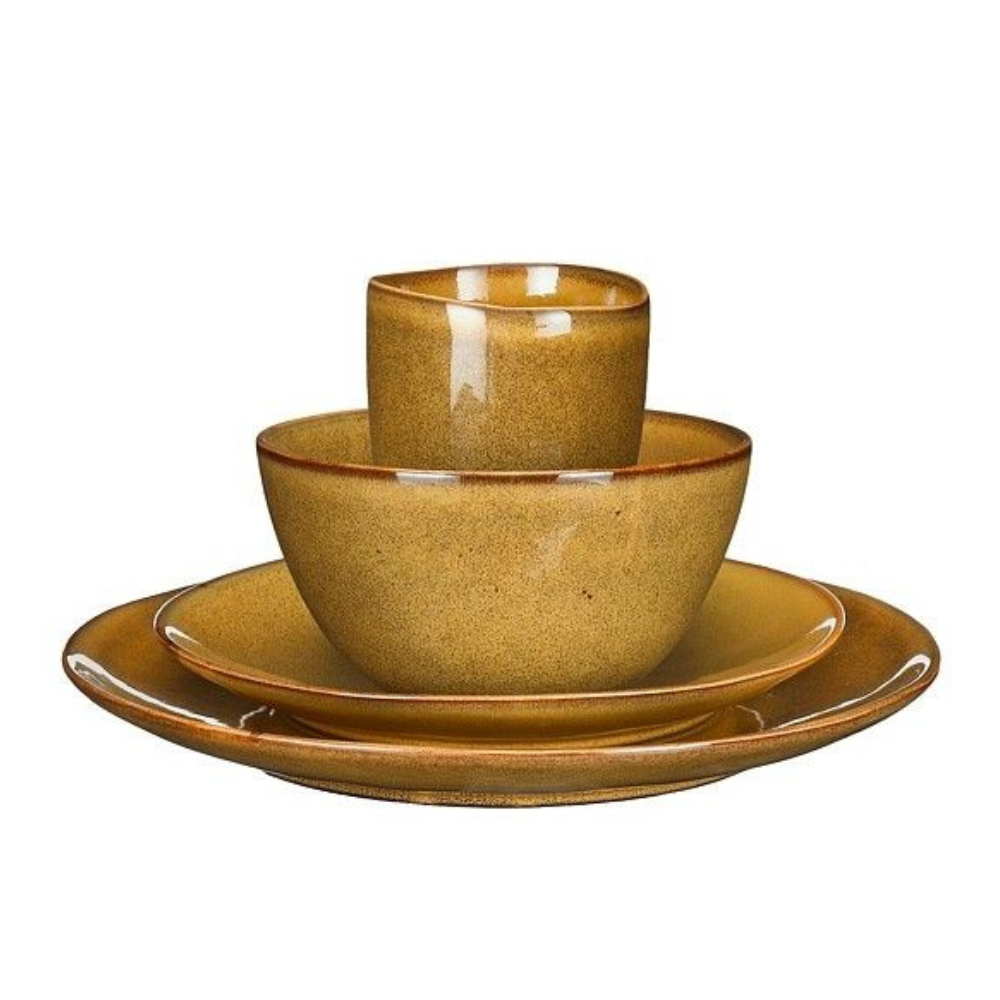 Tabo Stoneware Dining Set Of 16 Pcs-Yellow