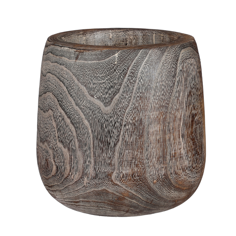 Boris Wooden Pot - Dark Brown 