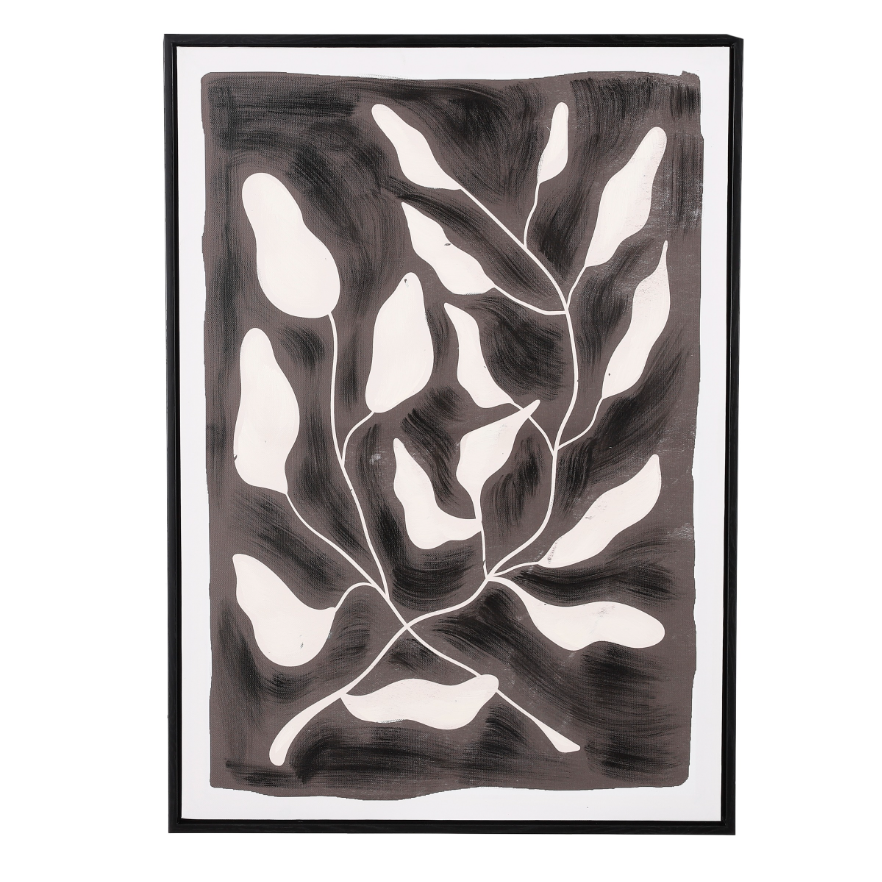 Canvas Wall Decoration Natural Leaf - Black