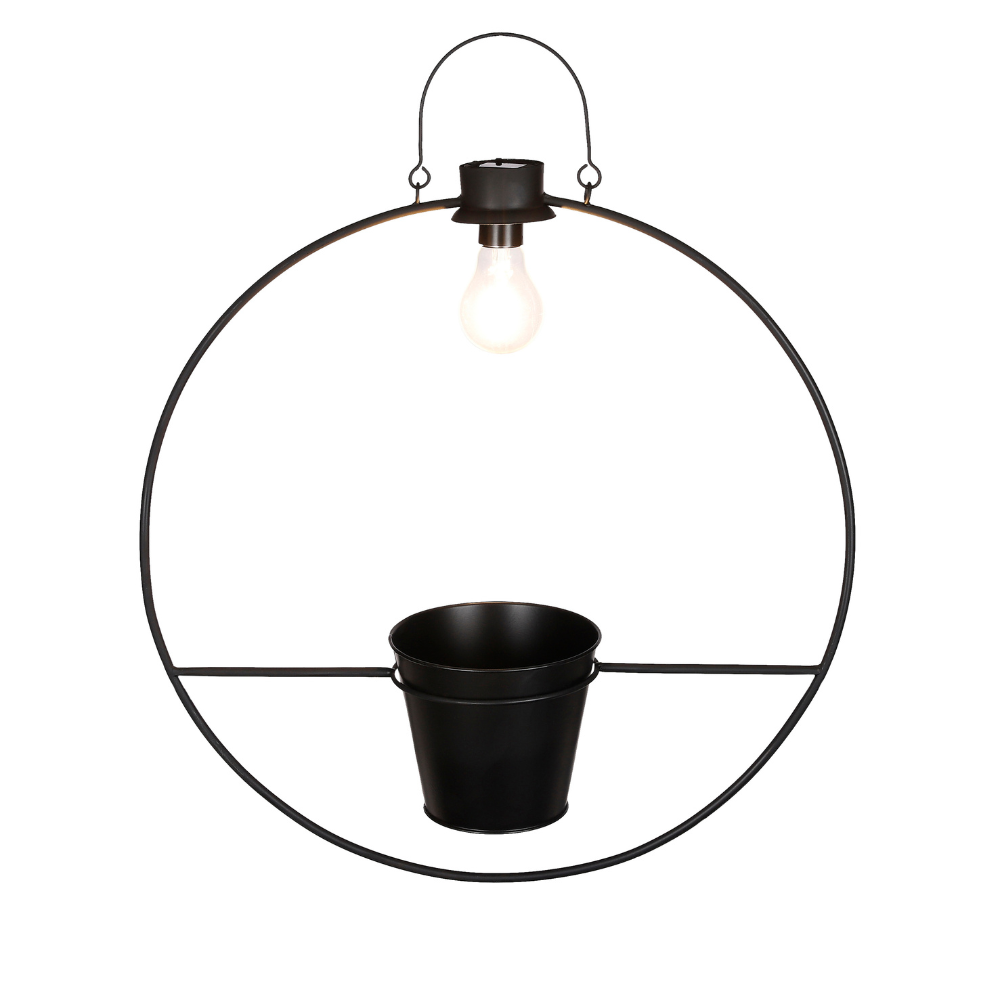 Dimitri Outdoor Solar Lamp With Pot - Black