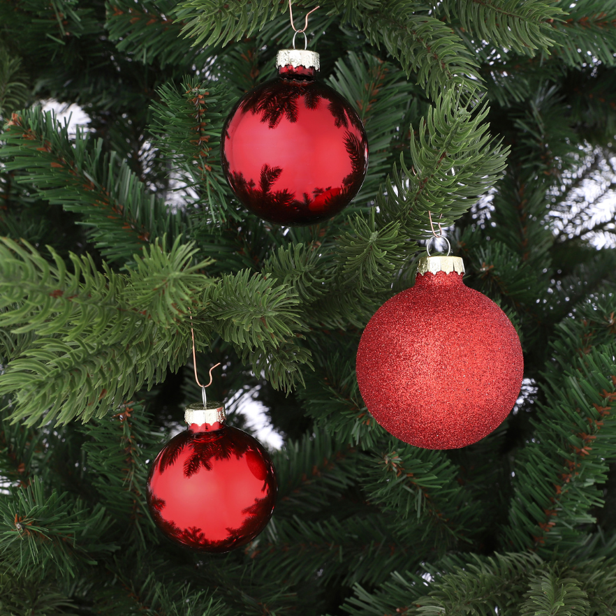 Christmas Glass Bauble 42 Pcs - Red