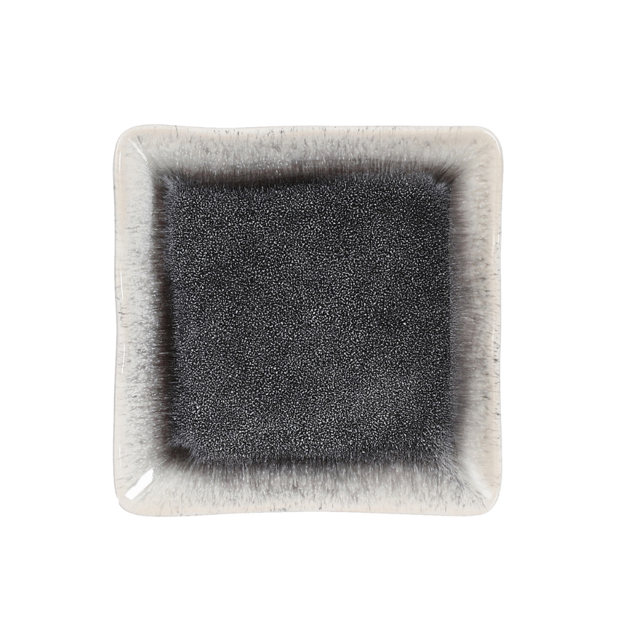 Tanzi Porcelain Glazed Square Plate-Black