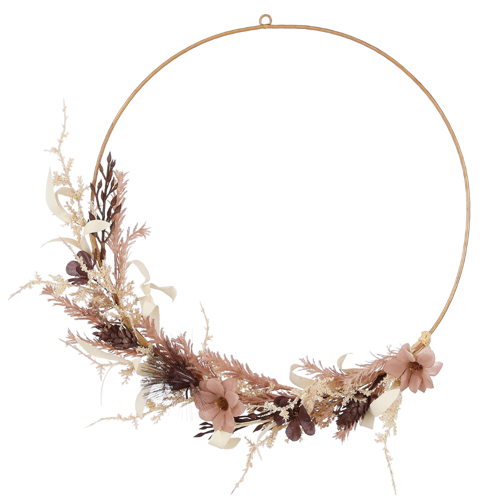 Christmas Round Decorative Wreath-Brown