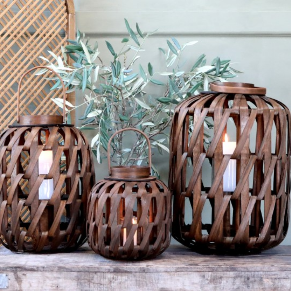 Helios Hurricane Outdoor Light Lantern (L) Brown