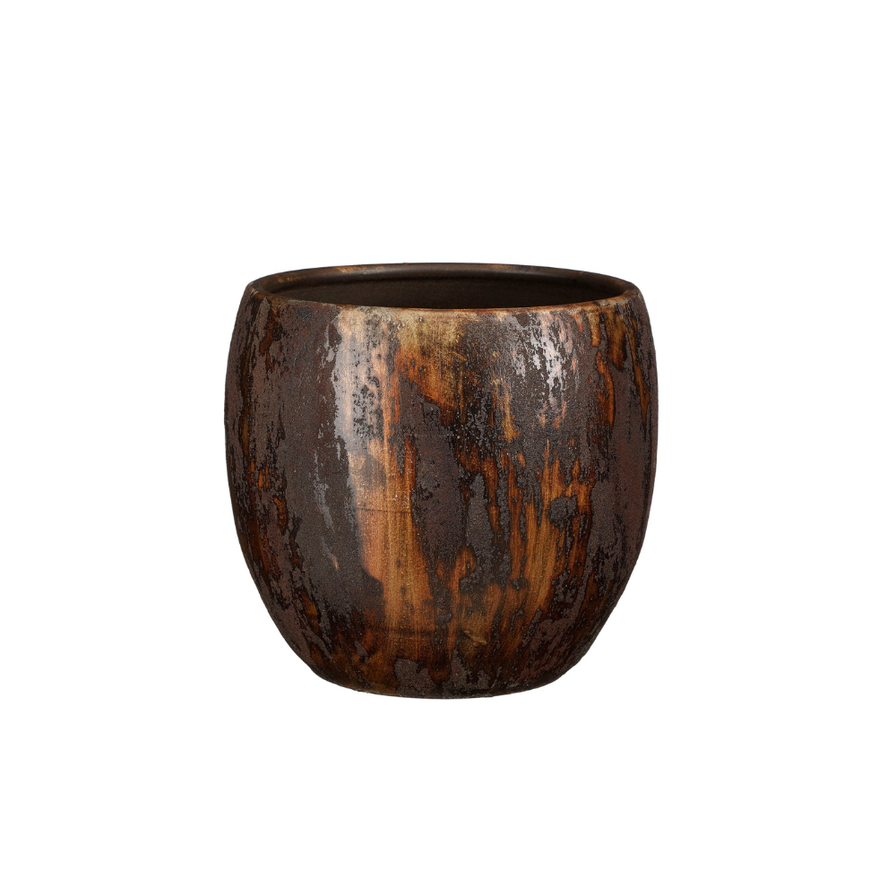 Roel Round Pot - Rust Brown (S)
