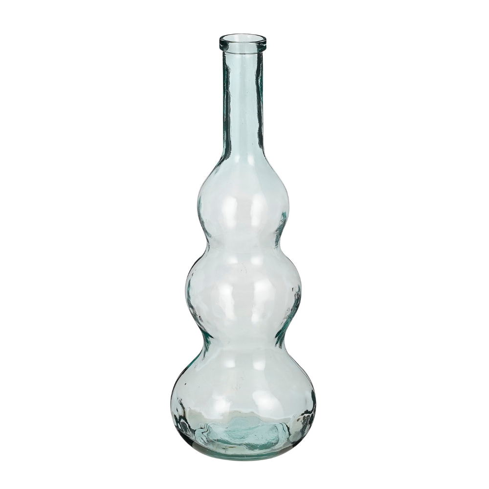 Benito Recycled Glass Vase-Petrol Green