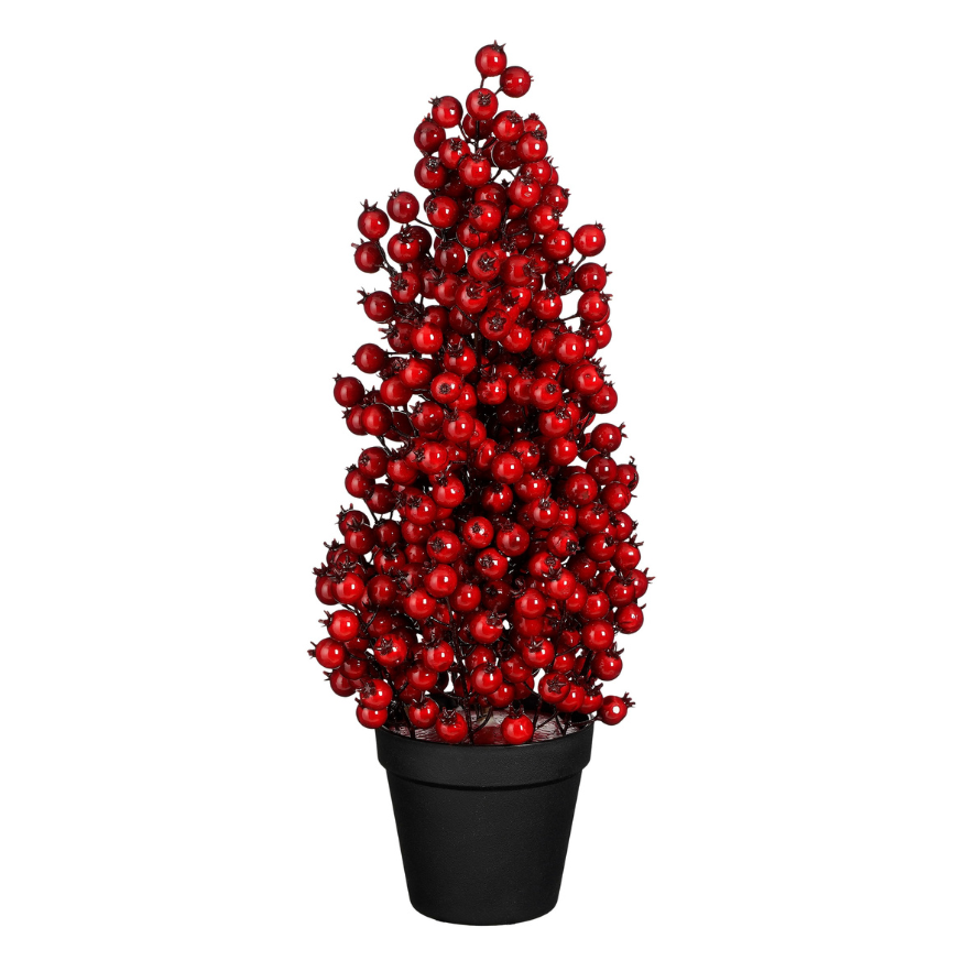 Christmas Decorative Berries In Pot-Red