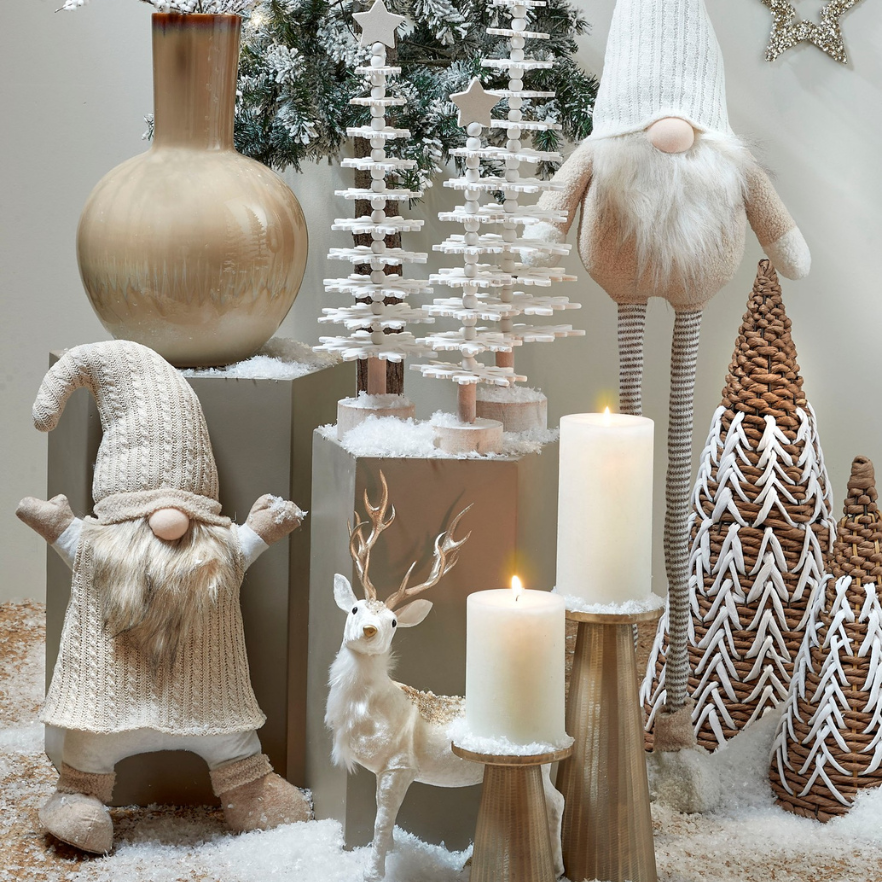 Christmas Decoration Cone With 20 LED Lights Battery Operated-Brown