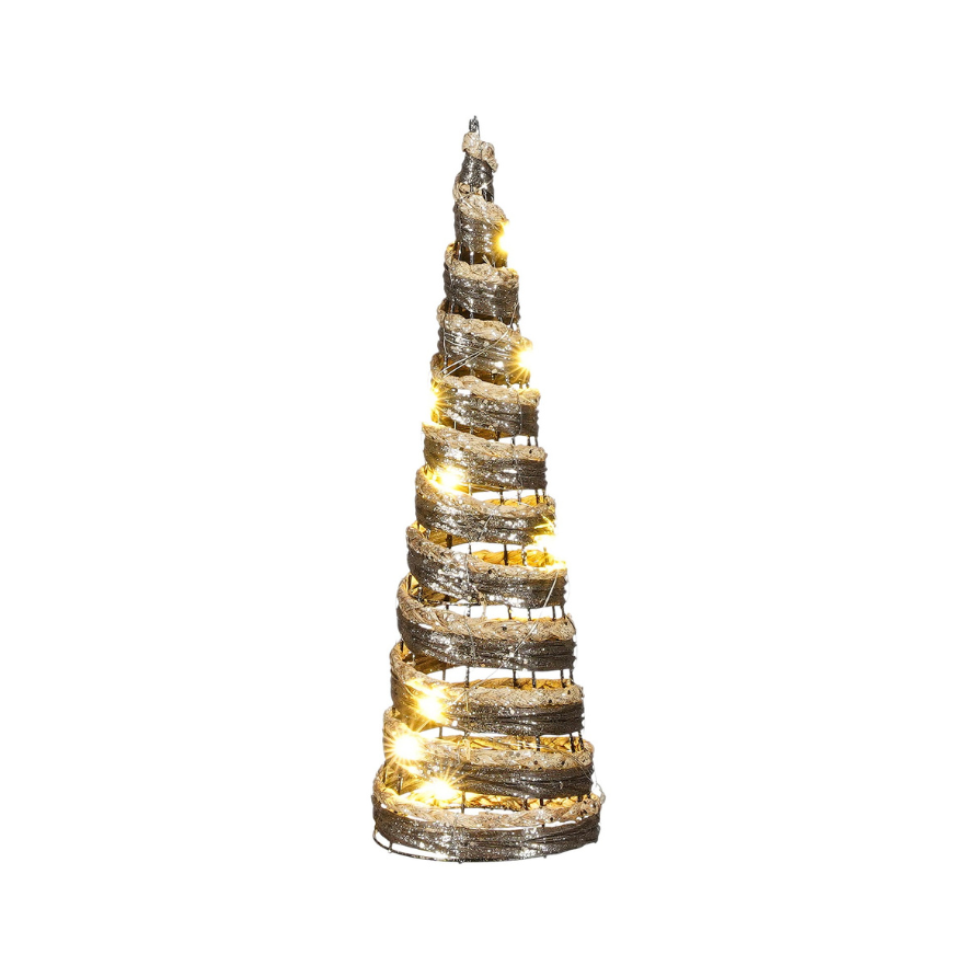 Christmas Decorative Cone With 10 LED Lights Battery Operated-Brown