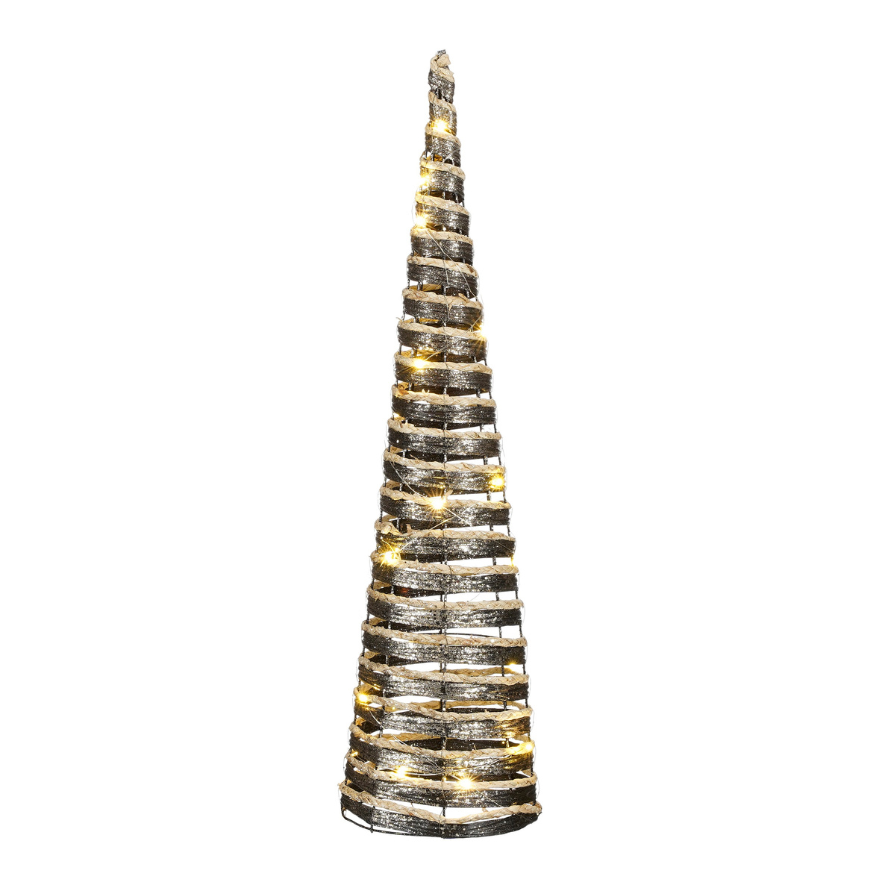 Christmas Decorative Cone With 20 LED Lights Battery Operated-Brown