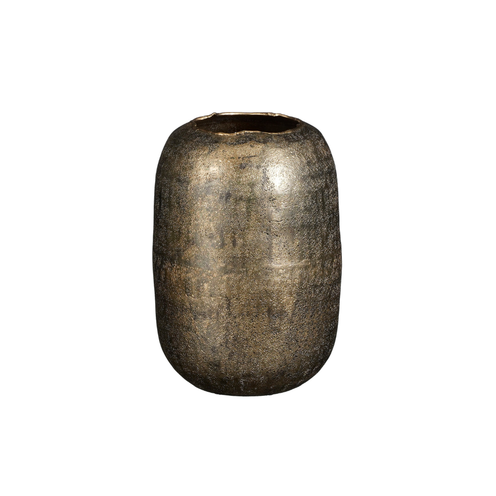 Gibson Round Aluminum Vase Golden 