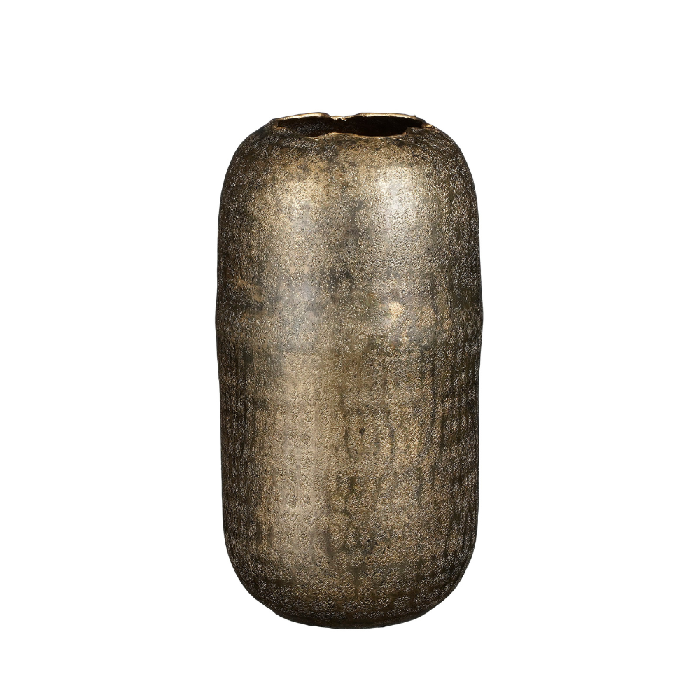Gibson Round Aluminum Vase Golden 