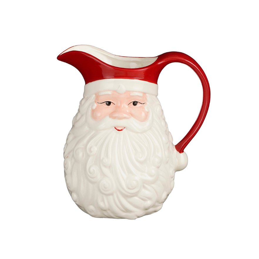 Santa Face Ceramic Jug-White/Red