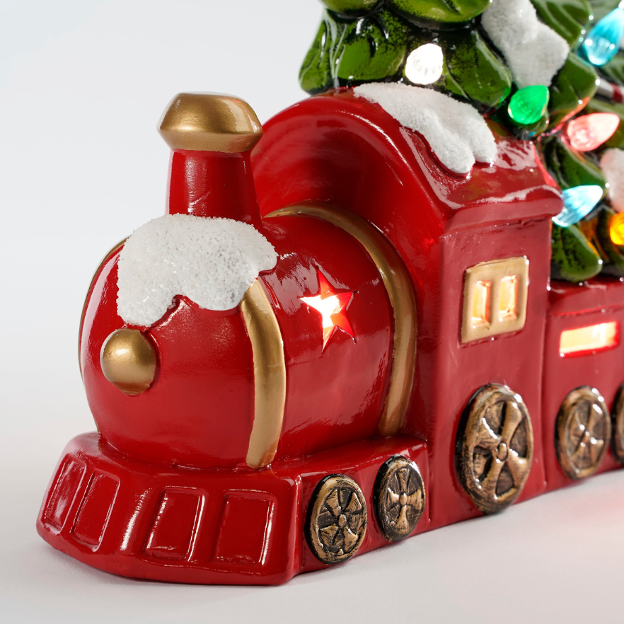 Christmas Ceramic Decorative Train Engine-Red