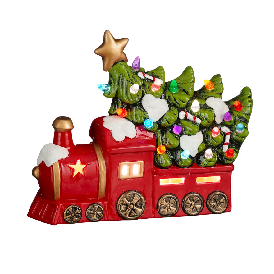 Christmas Ceramic Decorative Train Engine-Red