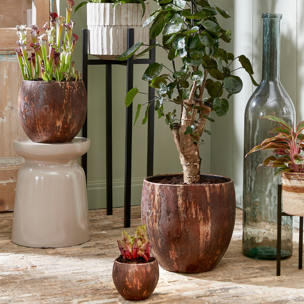 Roel Round Pot - Rust Brown (S)
