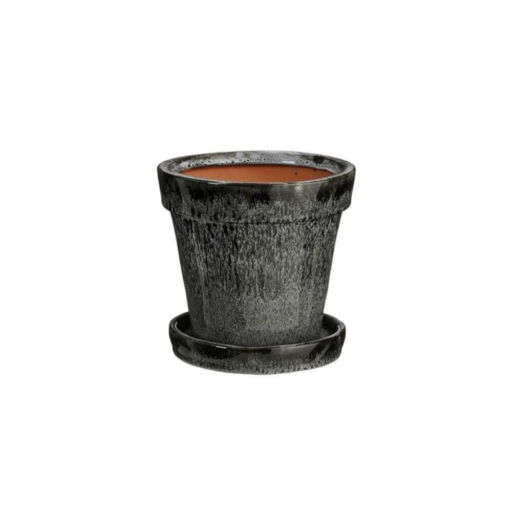 Lotus Pot With Saucer (S) - Black