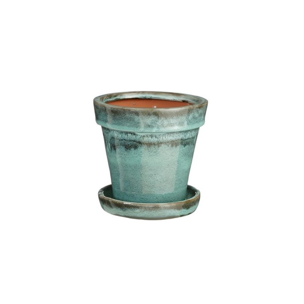 Lotus Pot With Saucer (S)- Green