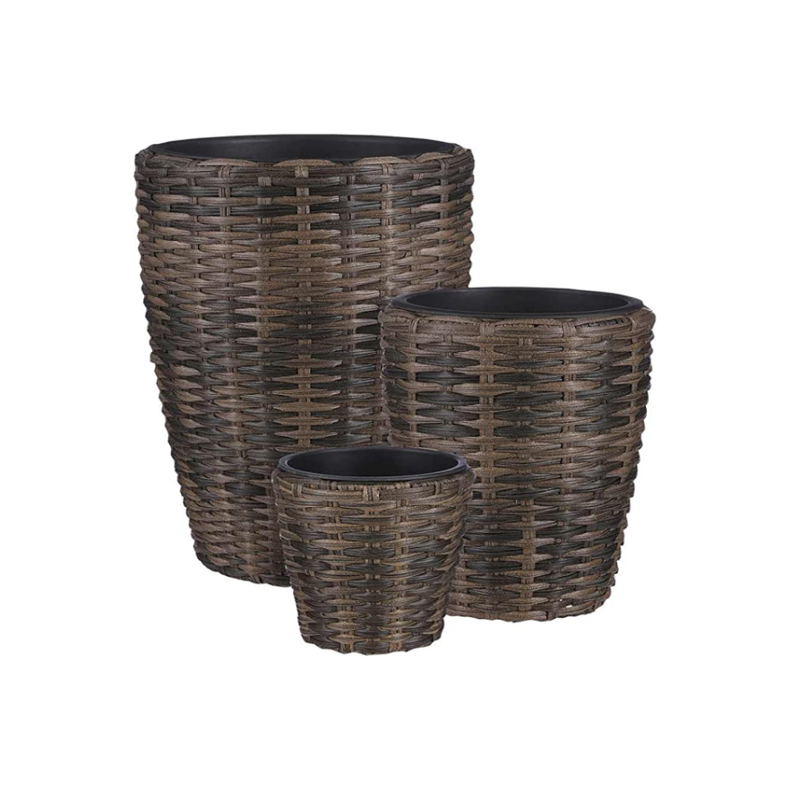 Quin Outdoor Round Pot Planters (L) - Brown