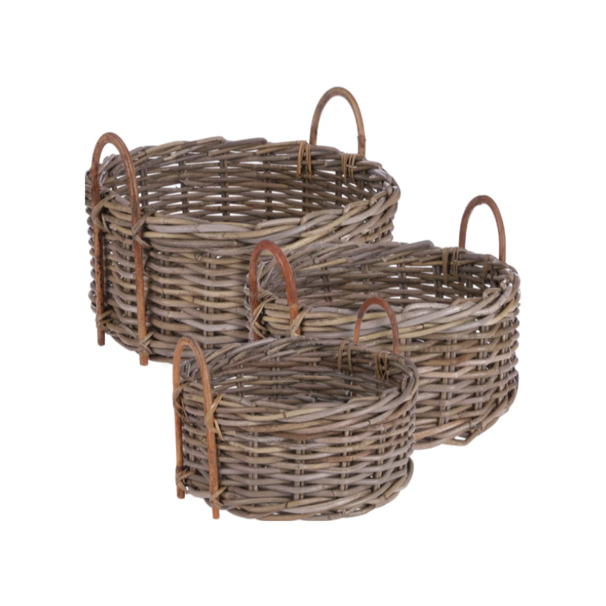 Cameo Basket Natural Rattan Fiber/Plastic (M) (One Unit Only) 