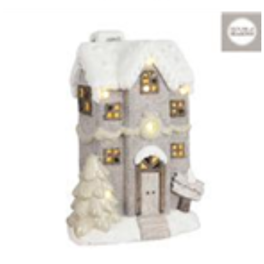 Christmas Decorative Cabin House Battery Operated-Grey