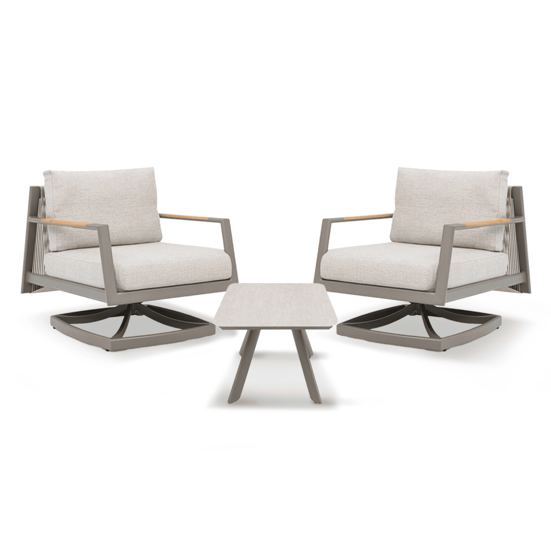 Pioneer 2-Seater Swivel Chair Set - Champagne