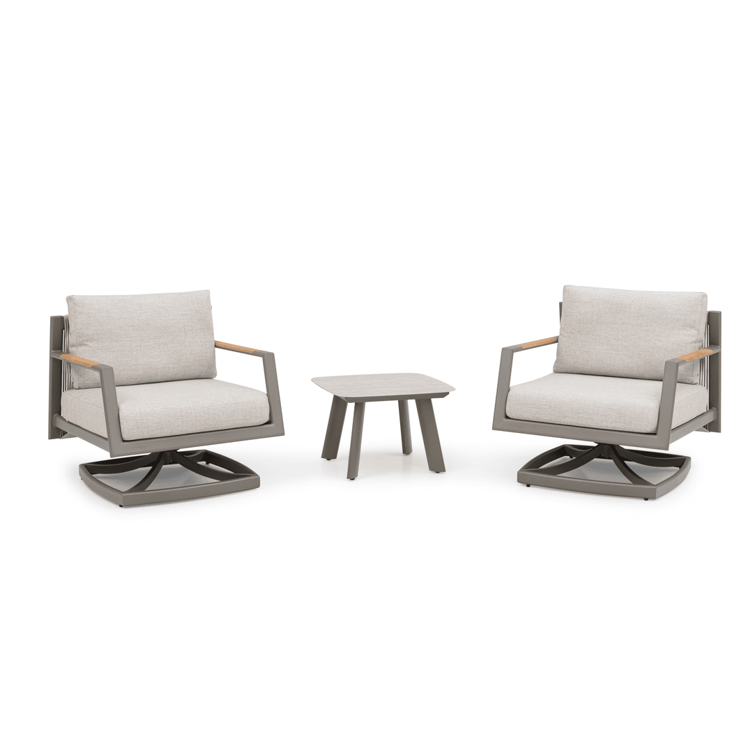 Pioneer 2-Seater Swivel Chair Set - Champagne