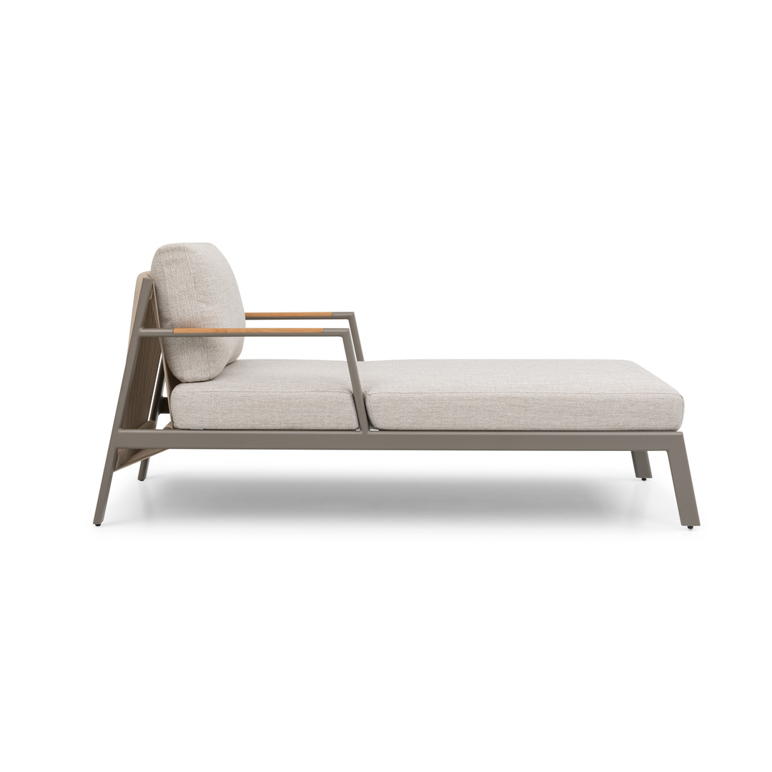 Pioneer Sun Lounger with Armrest-Champagne 