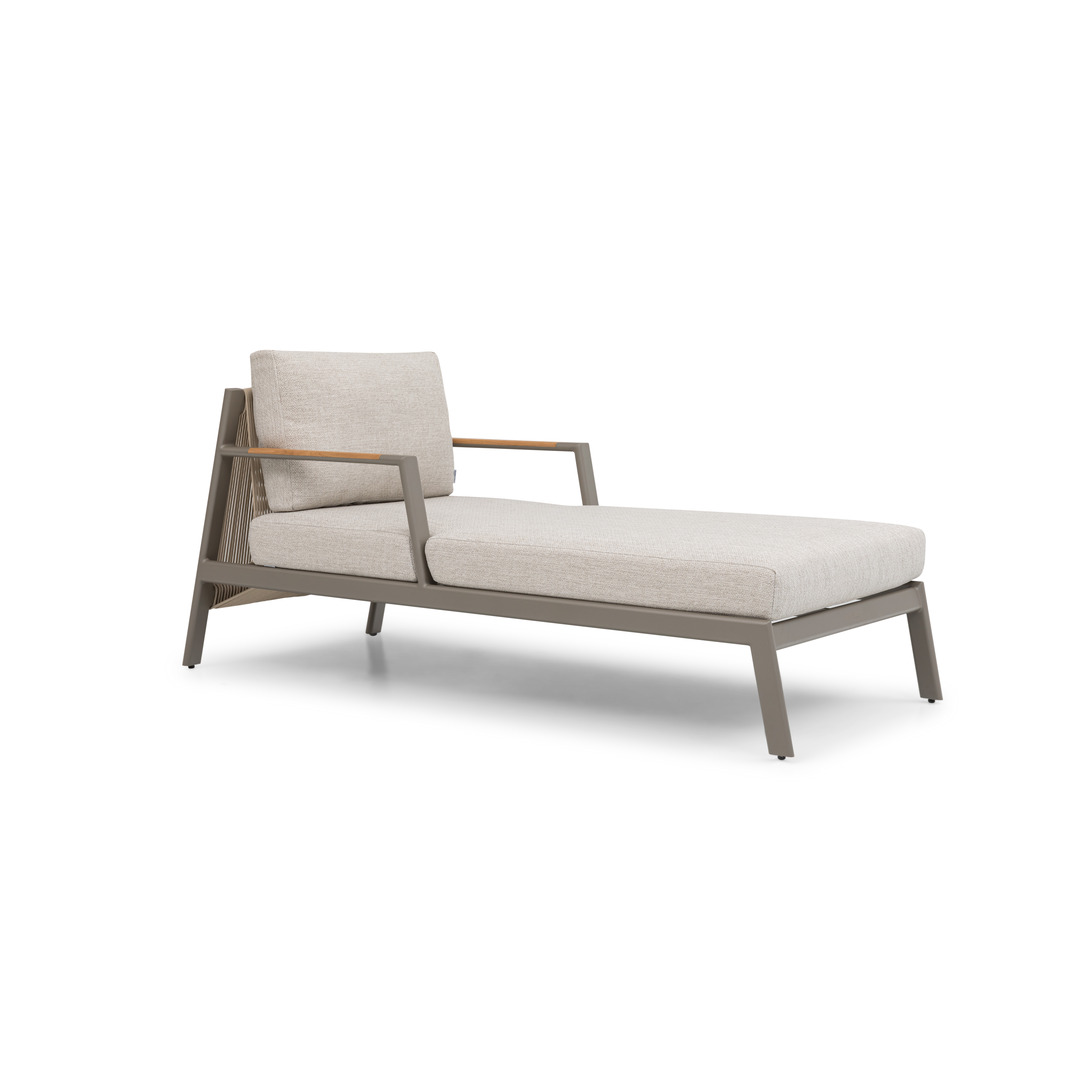 Pioneer Sun Lounger with Armrest-Champagne 