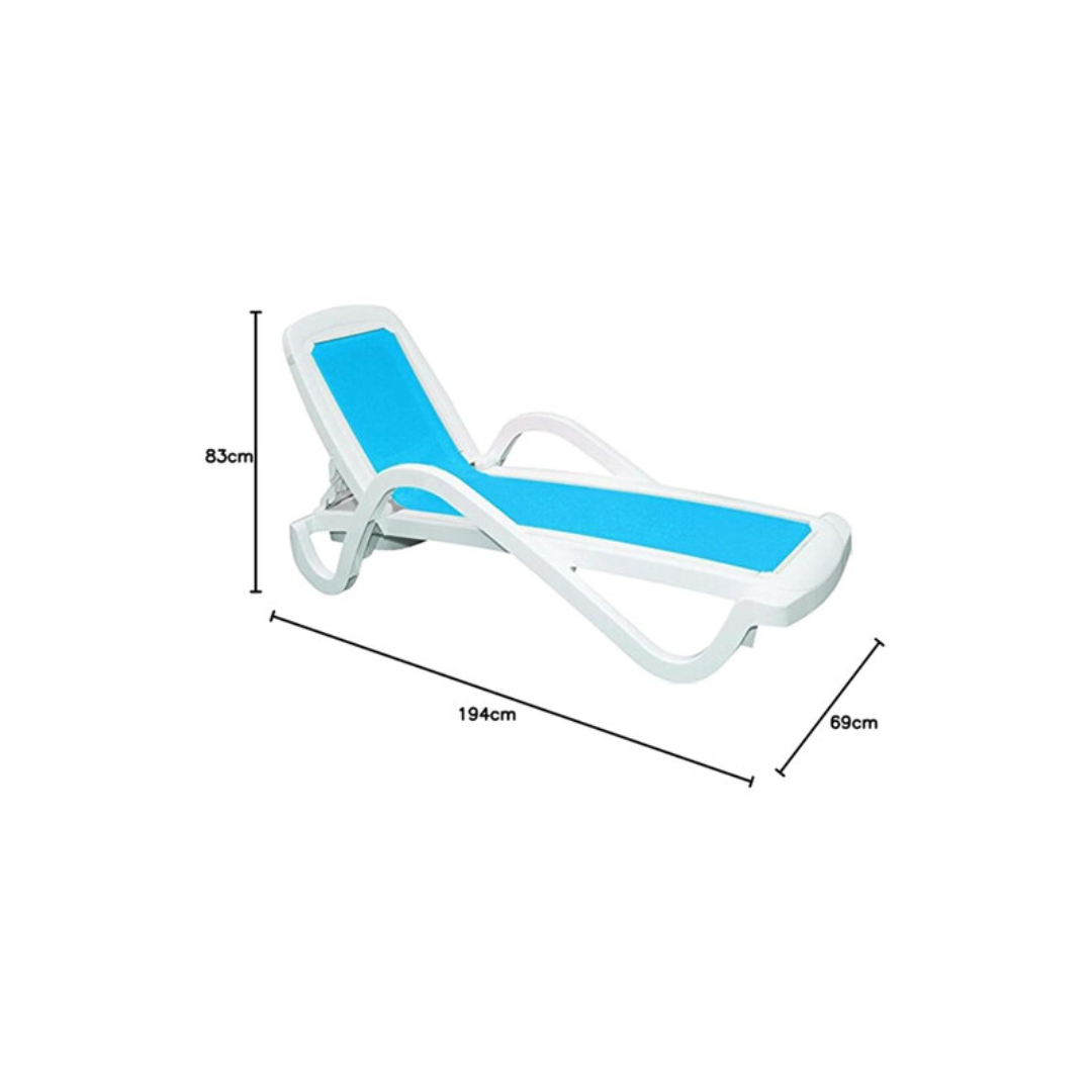 Cancun Lounge Sun bed - White / Blue