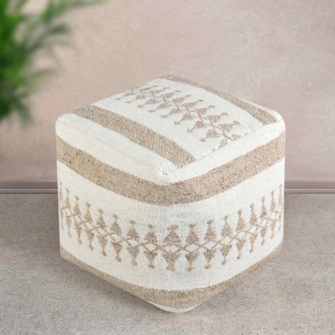 Loddon Pouf - Ivory / Beige