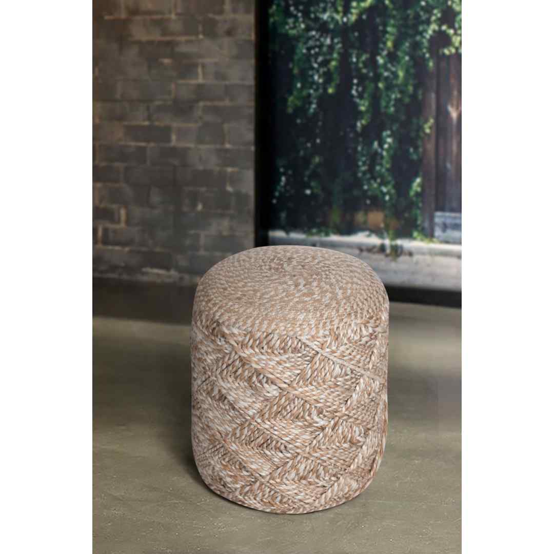 MAELIN ROUND STOOL/Natural/Ivory