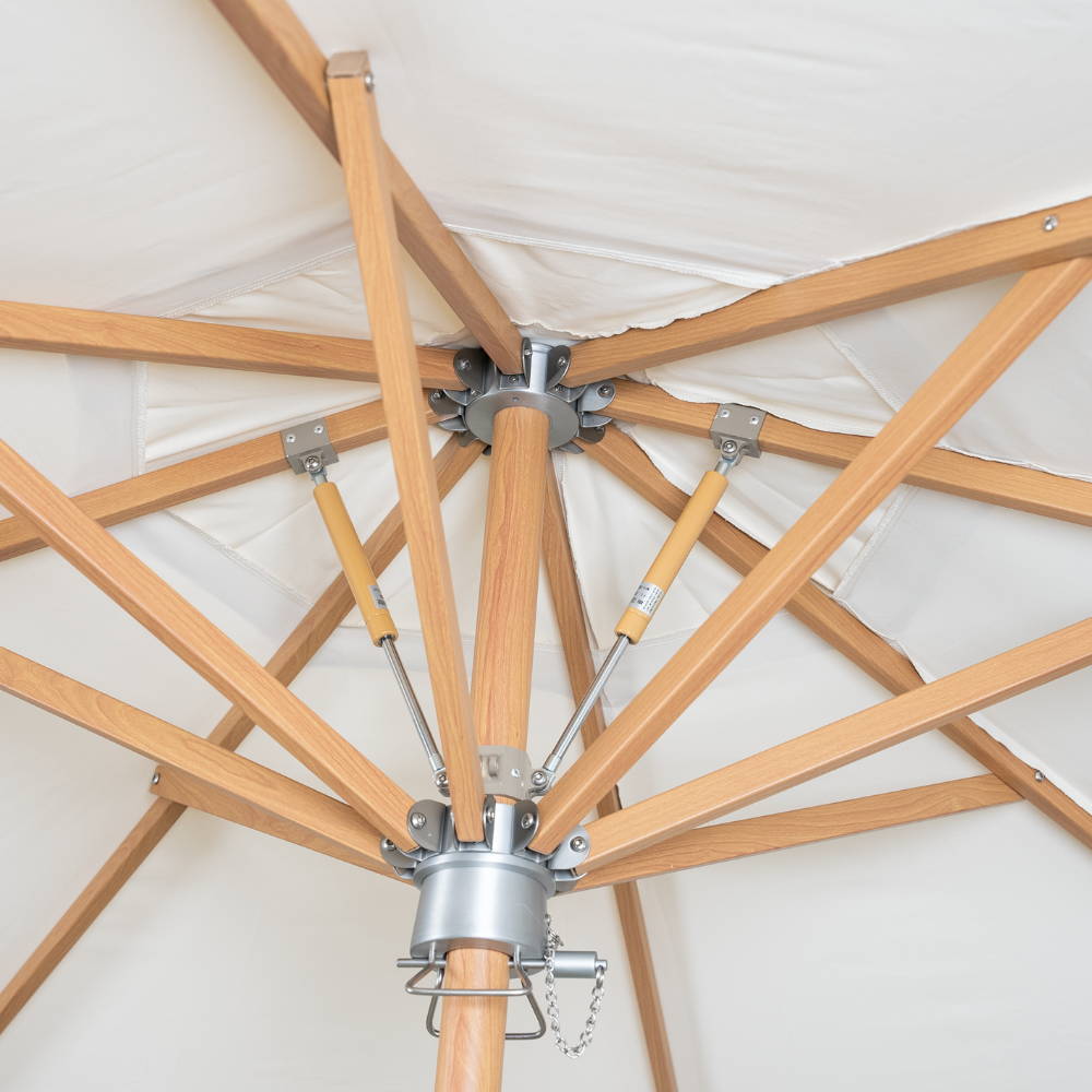 3 Meter Round Hydraulic Umbrella in Wood Look Finish