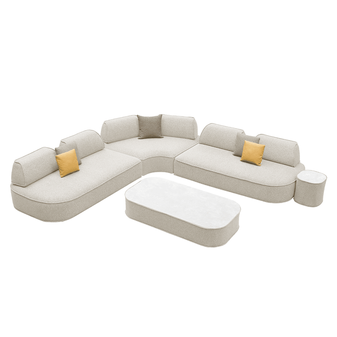 Olwen L-Shape Sofa Set - White