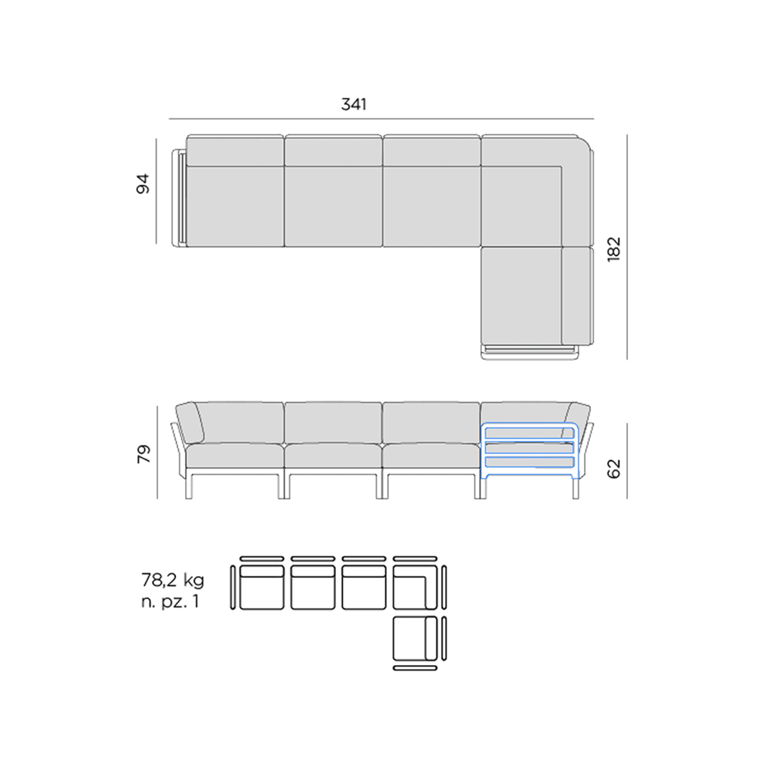 Maximo 5-Seater Sofa Basalto - Lava 