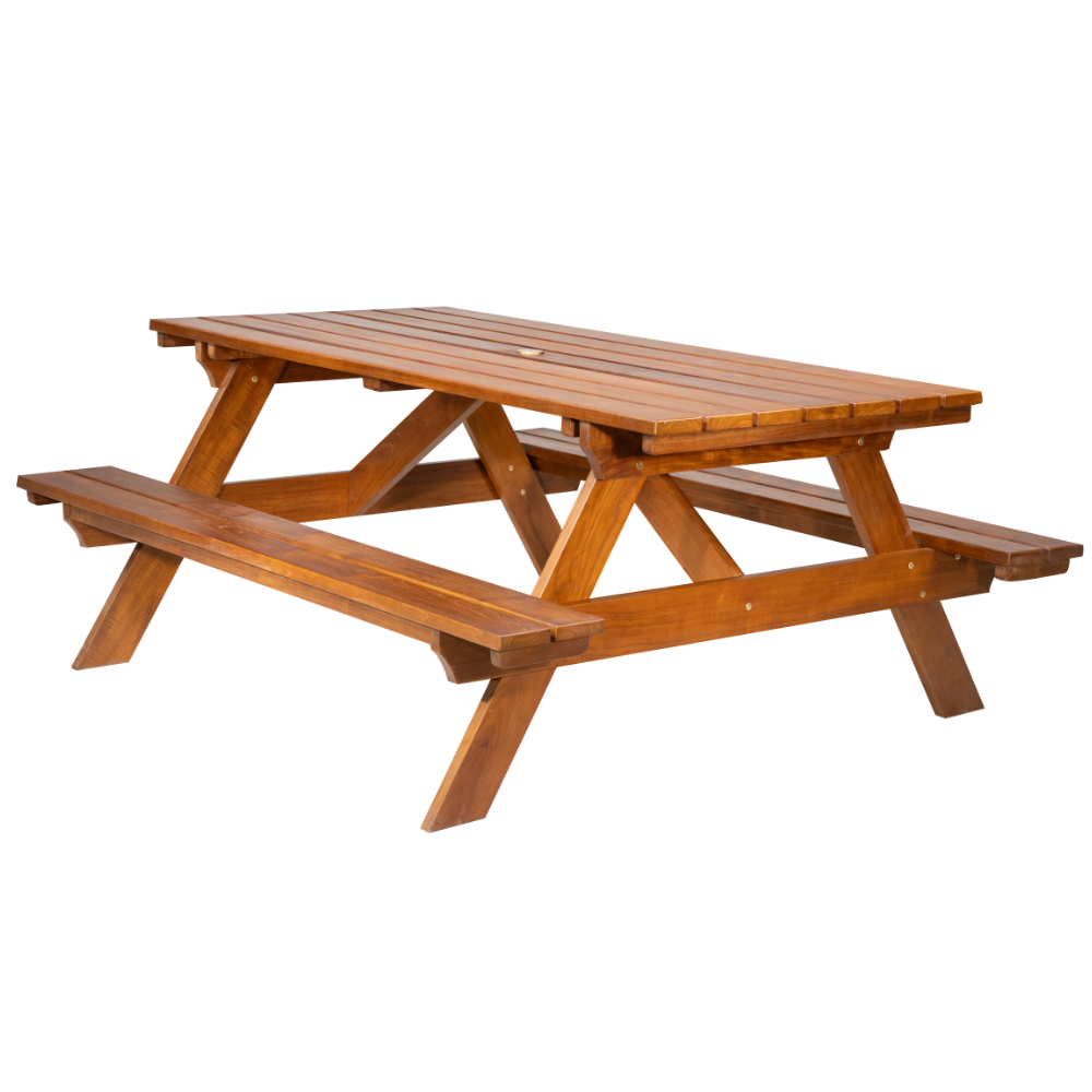 Picnic Bench Teak Wood With Oiled Finish-Brown 
