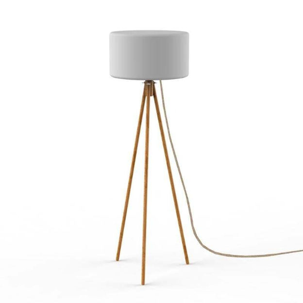 Chloe 140 Floor Lamp Cabled With Wooden Legs Brown+White