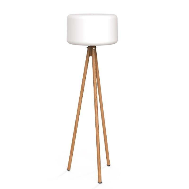 Chloe 140 Floor Lamp Cabled With Wooden Legs Brown+White