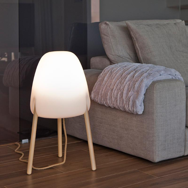 Rocket 70 Cabled Jute Outdoor Lamp With Tripod Wooden Legs-White