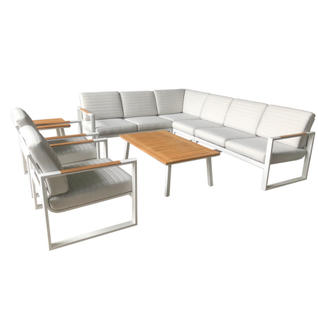 Juno 8-Seater L-Shape Sofa Set - White