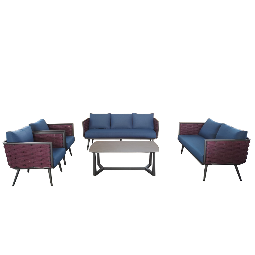 Noah Sofa Set Winered Blue/Purple
