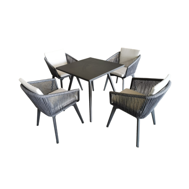 Paris 4-Seater Dining Set - Charcoal